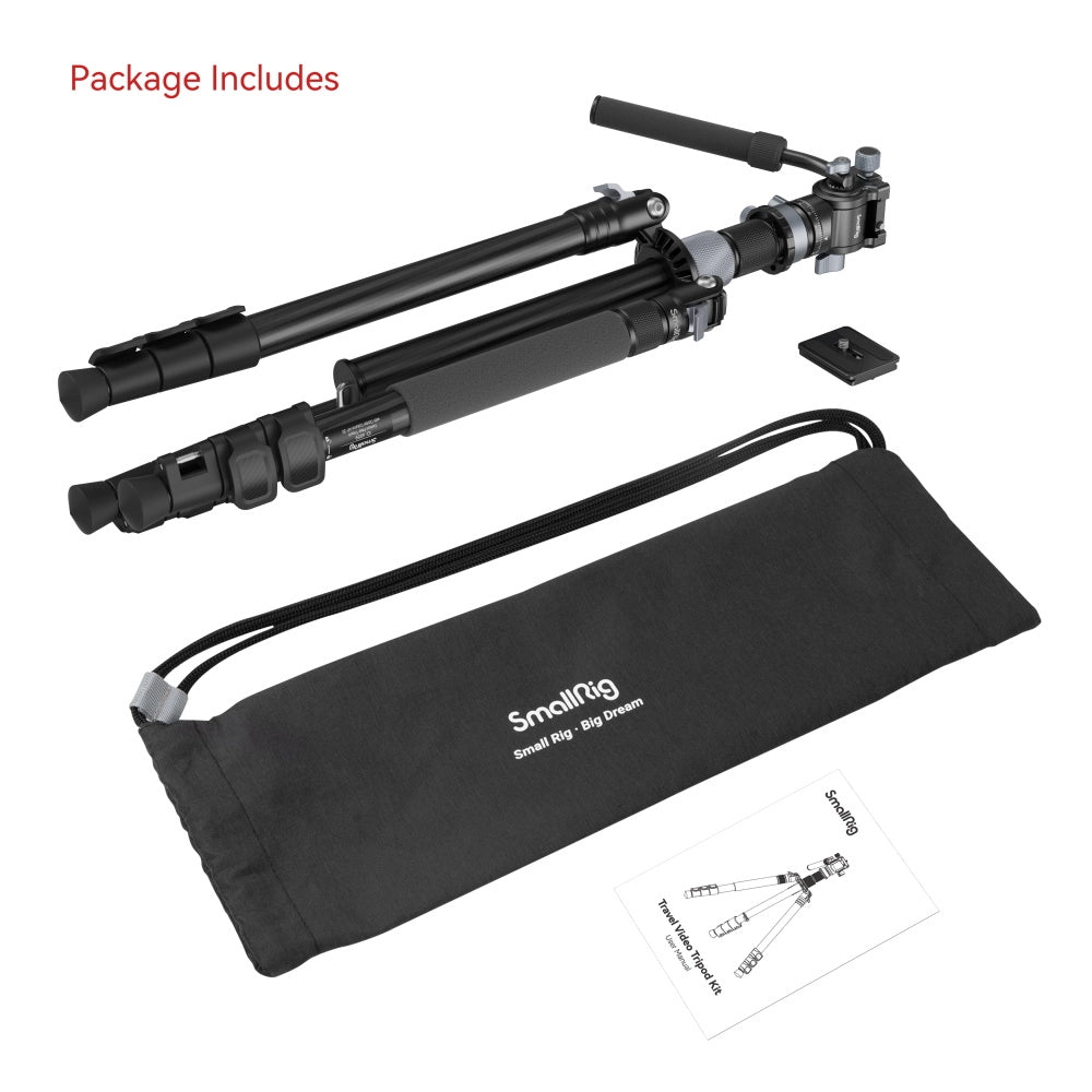 Smallrig travel video tripod kit 4221 side angle with carry bag