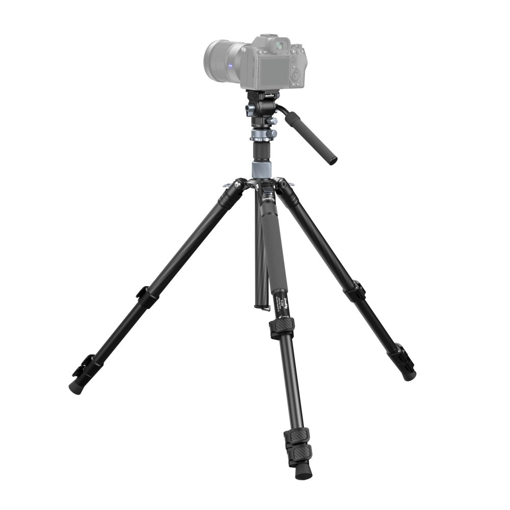 Smallrig travel video tripod kit 4221 with legs extended and camera attached