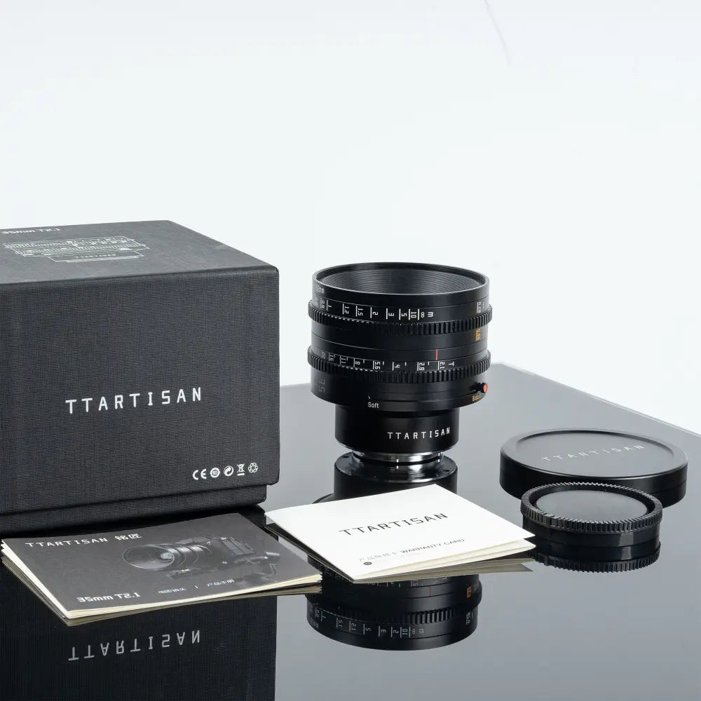 TTArtisan 35mm T2.1 Dual Bokeh Sony E Mount box and contents