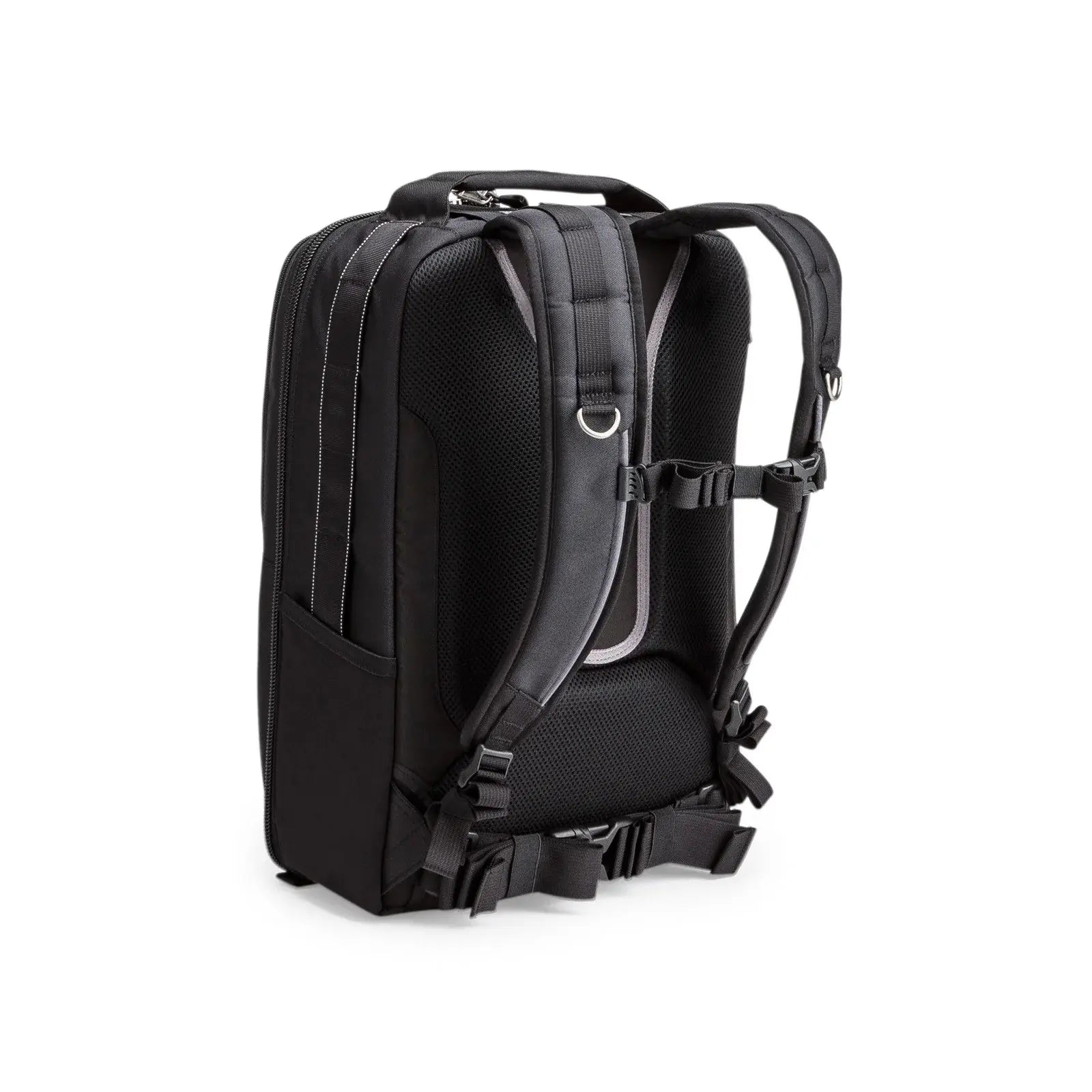 Black backpack on a white background