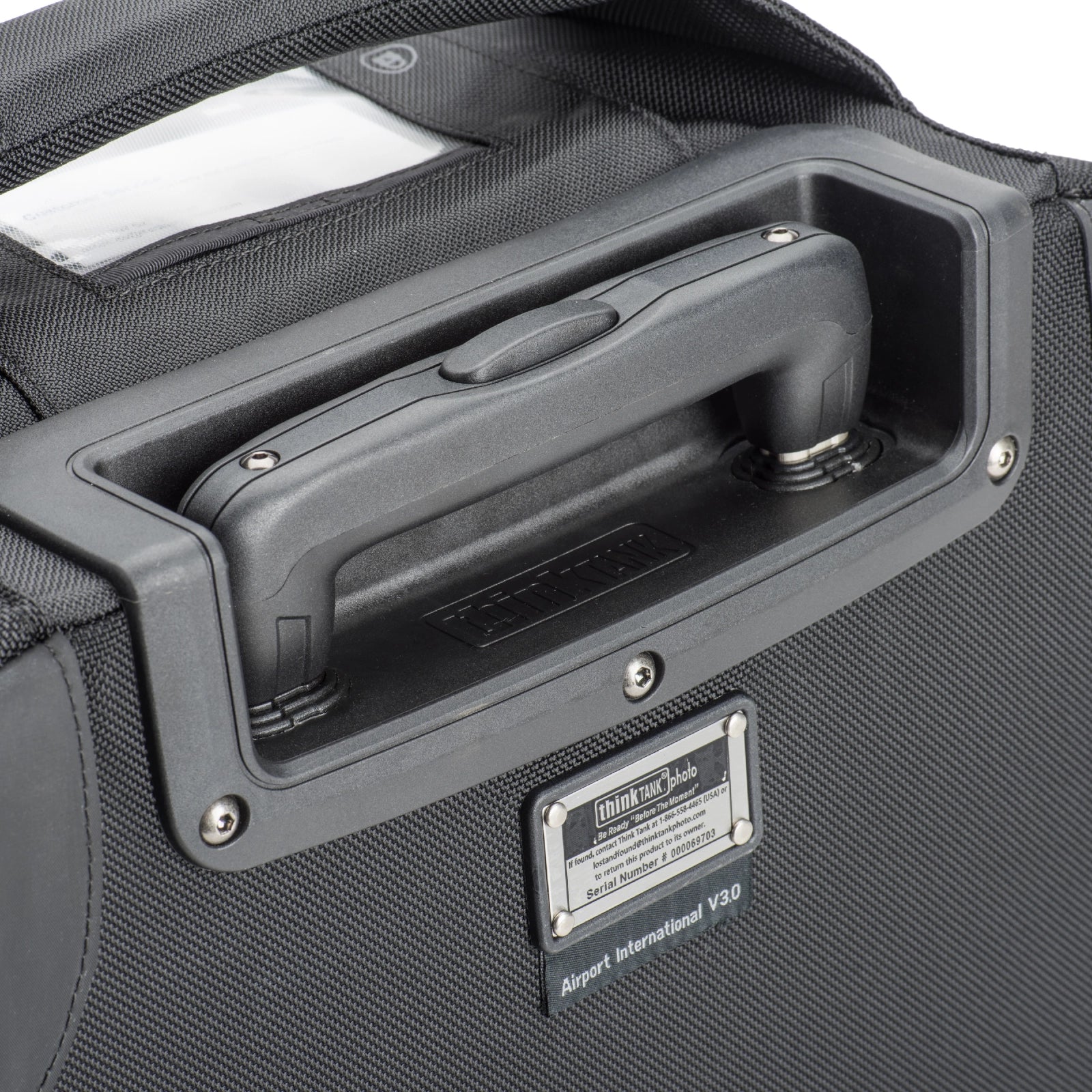 Think Tank Airport International V3 top angle of roller handle