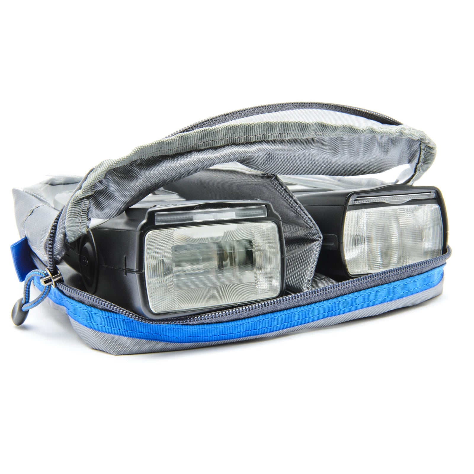 Think Tank Cable Management 30 V2 top angle with speedlights inside case