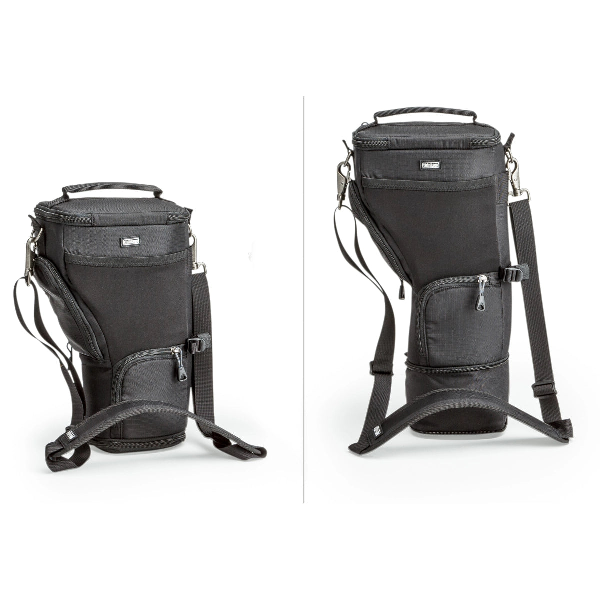 Think Tank Photo Digital Holster 30 V2.0 side by side comparison of extended bag and compressed bag
