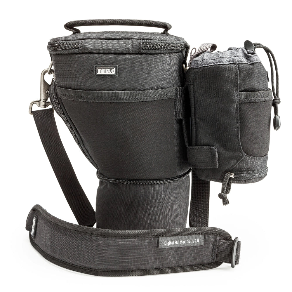 Think Tank Photo Digital Holster bag 10 V2 front angle with holster accessory attached