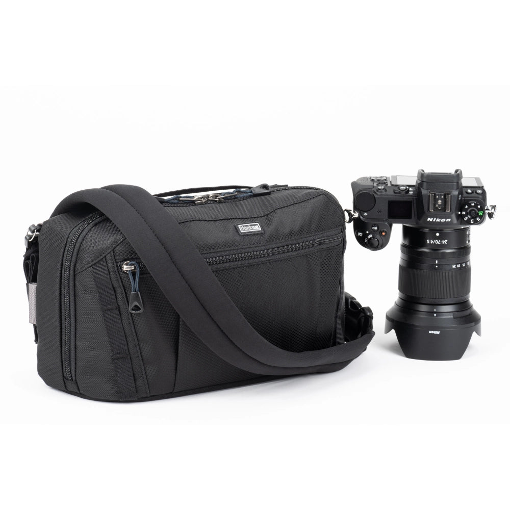 Think Tank PressPass 10 front angle with camera beside