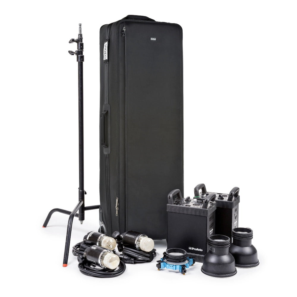 Think Tank Production Manager 50 V2 front angle with camera equipment beside