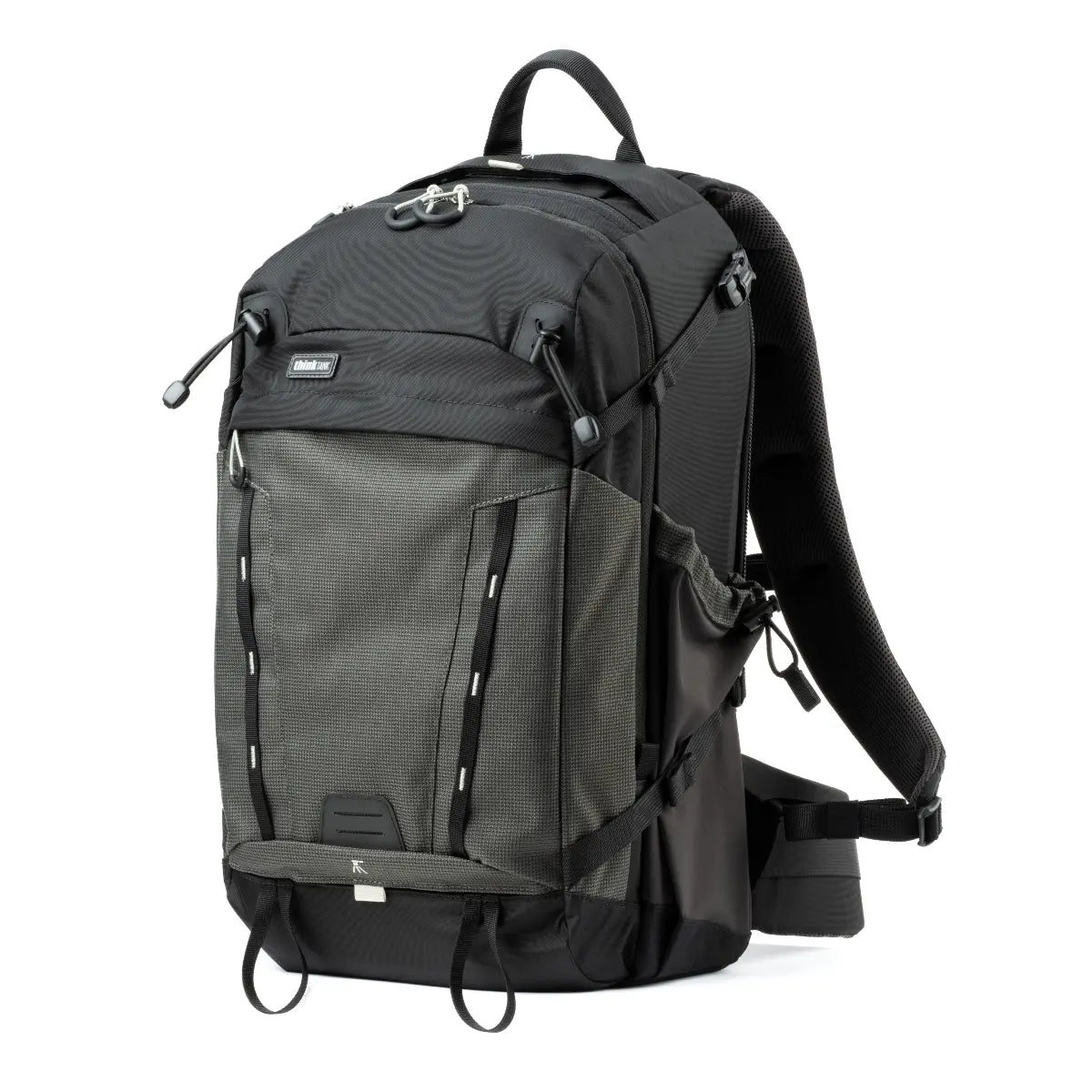 Black backpack on a white background
