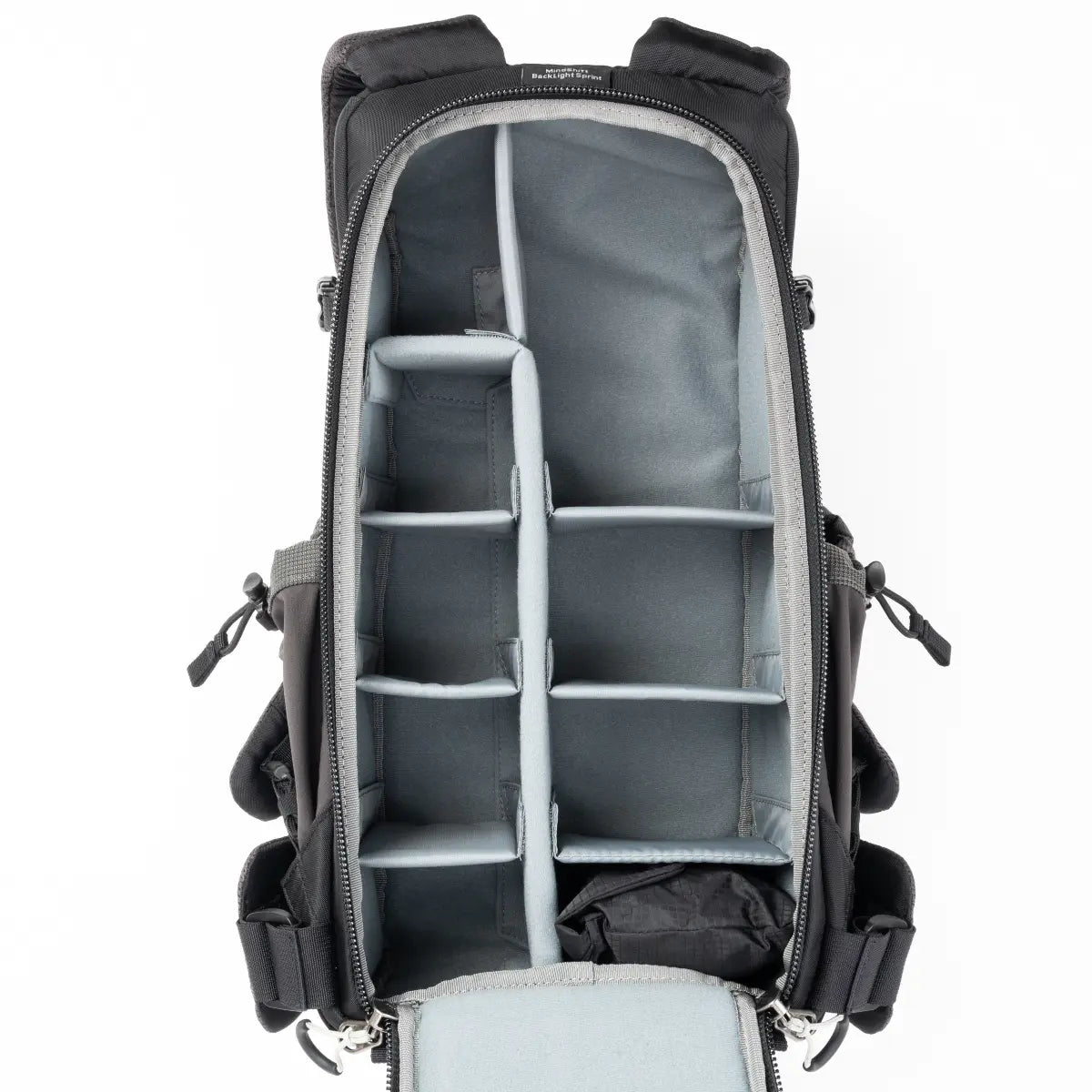 Backpack with interior compartments on a white background