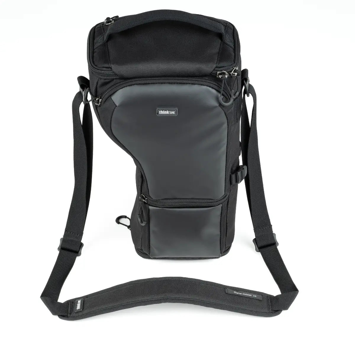 Black and gray backpack with visible brand logo on a white background
