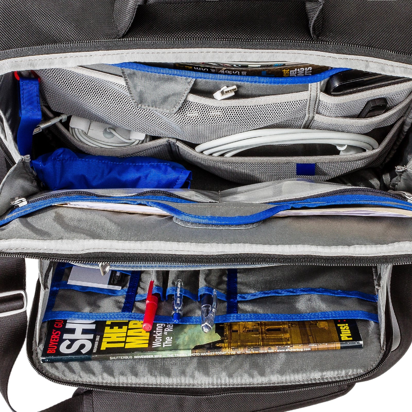 ThinkTank My 2nd Brain 13 Black Laptop Case - Mist Green top angle of inside main pocket