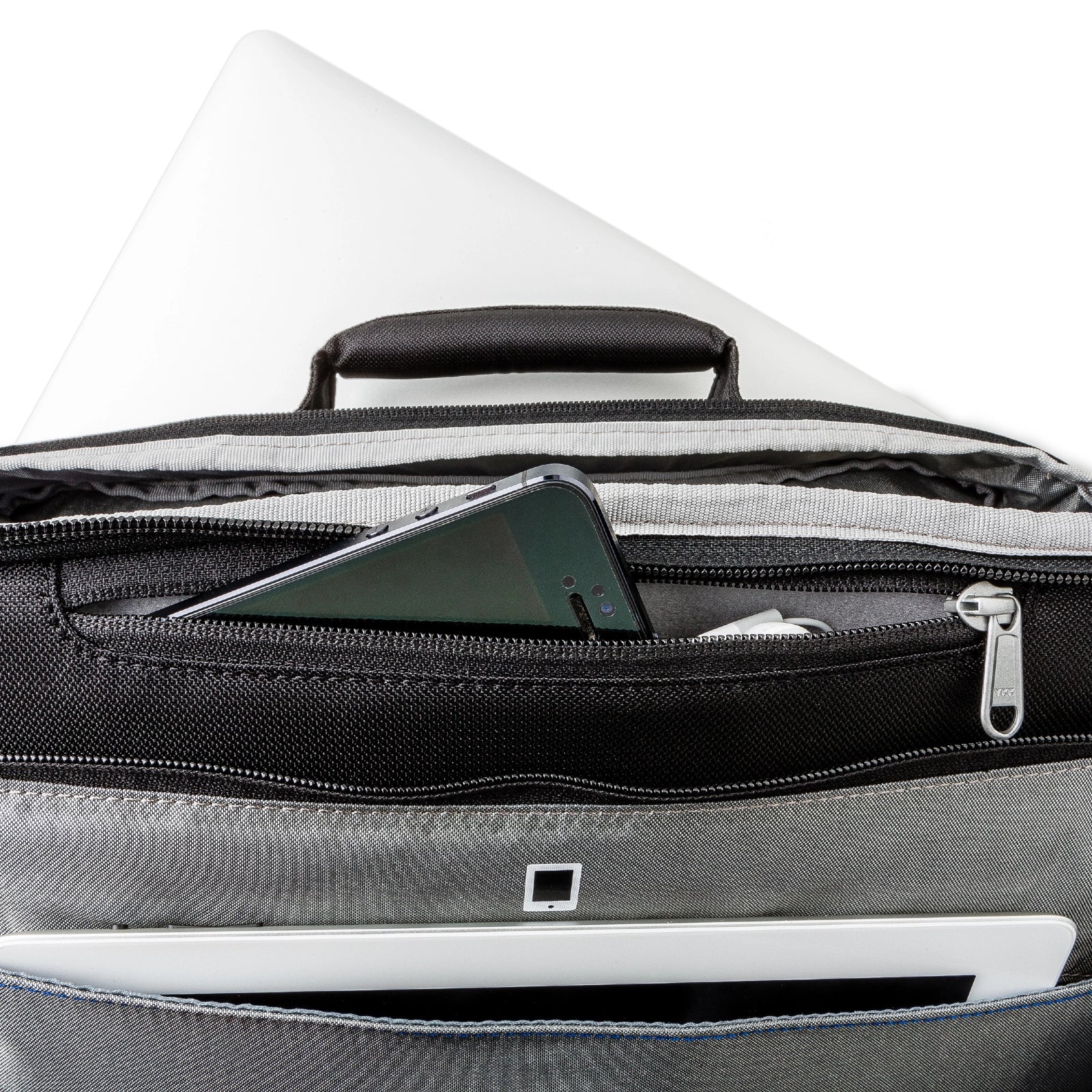 ThinkTank My 2nd Brain 13 Black Laptop Case - Mist Green top angle of top pocket