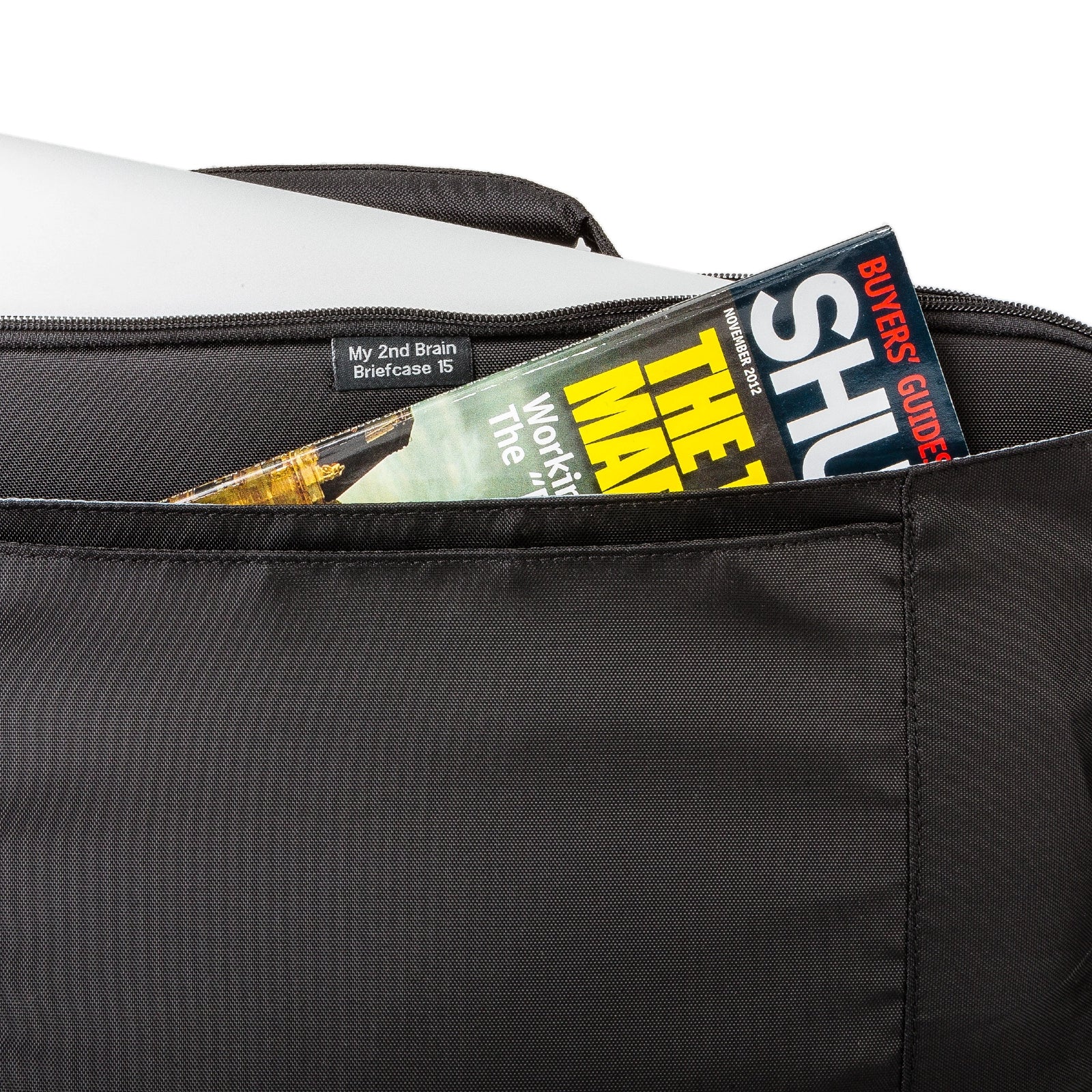 ThinkTank My 2nd Brain 13 Black Laptop Case - Mist Green angle of rear document pocket