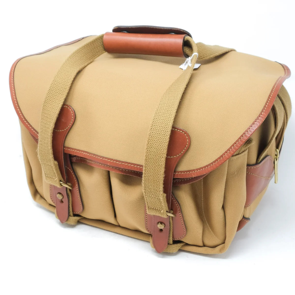Used Billingham 225 in Khaki/Tan canvas bag - front angle