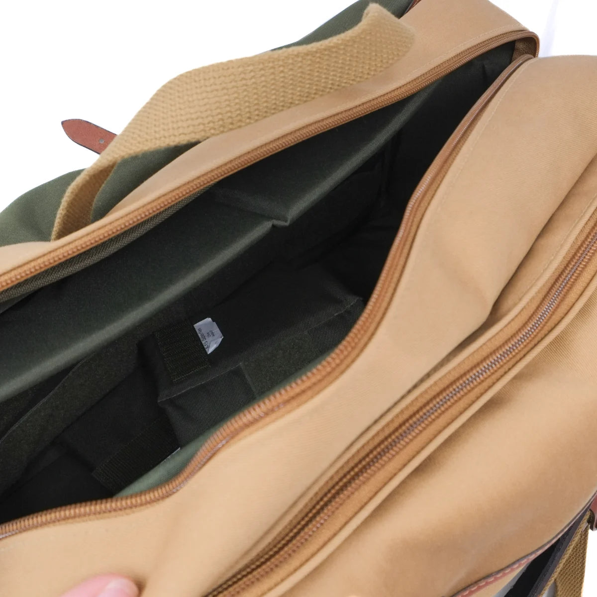 Used Billingham 555 Camera Shoulder Bag in Khaki/Tan Canvas - top angle