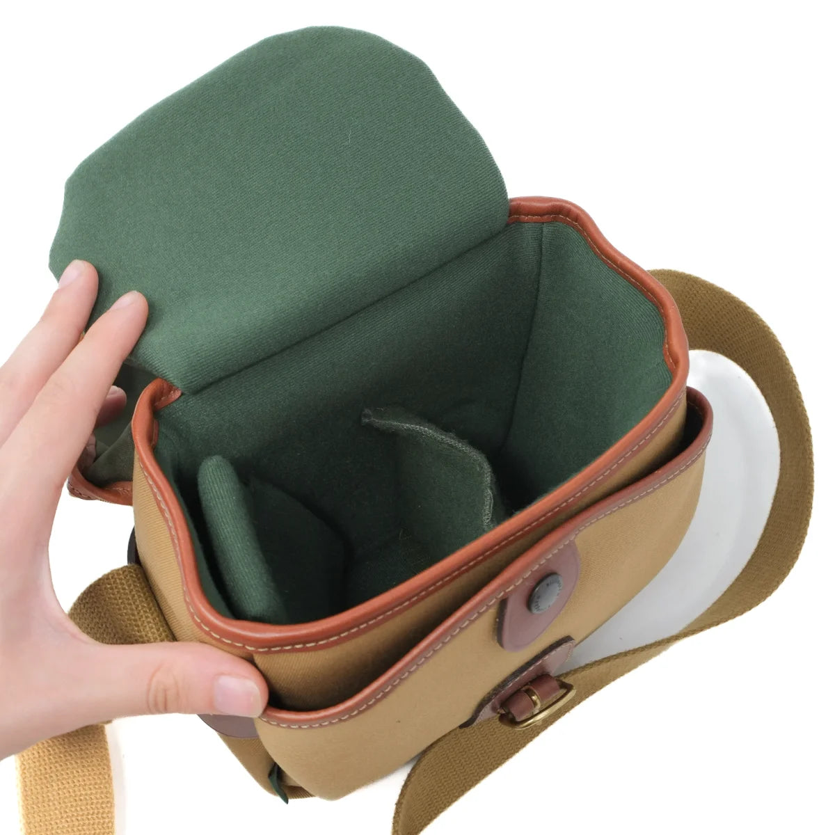Used Billingham Hadley Digital in Khaki Canvas/Tan leather - top angle