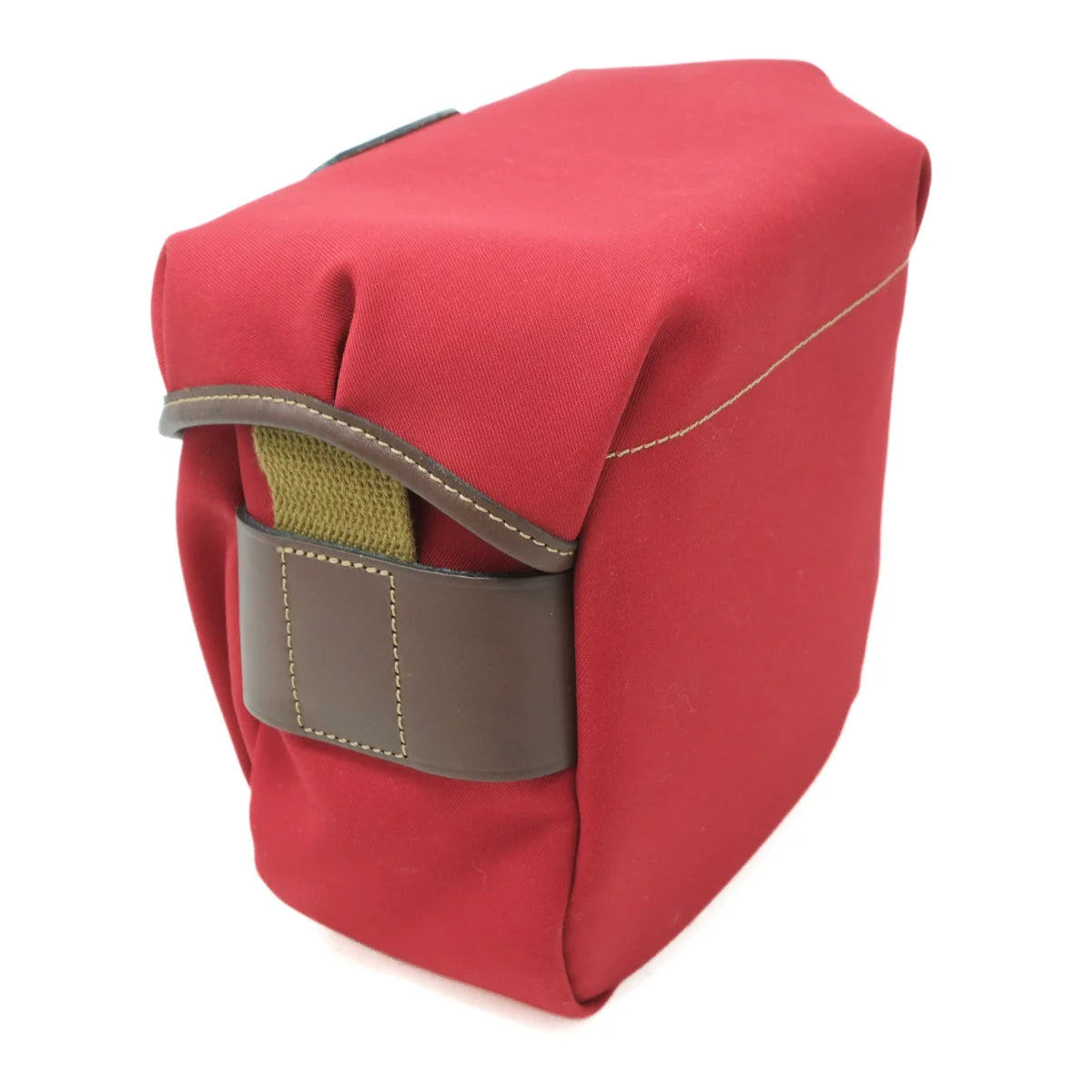 Used Billingham Hadley Digital in Red Canvas/Chocolate leather - side angle
