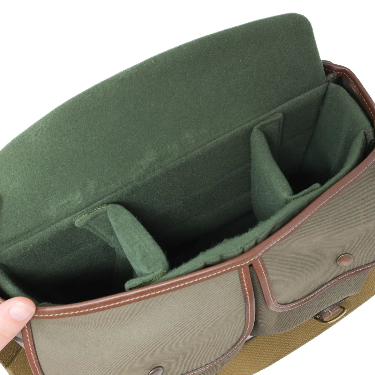 Used Billingham Hadley Pro in Sage/Chocolate Fibrenyte - top angle