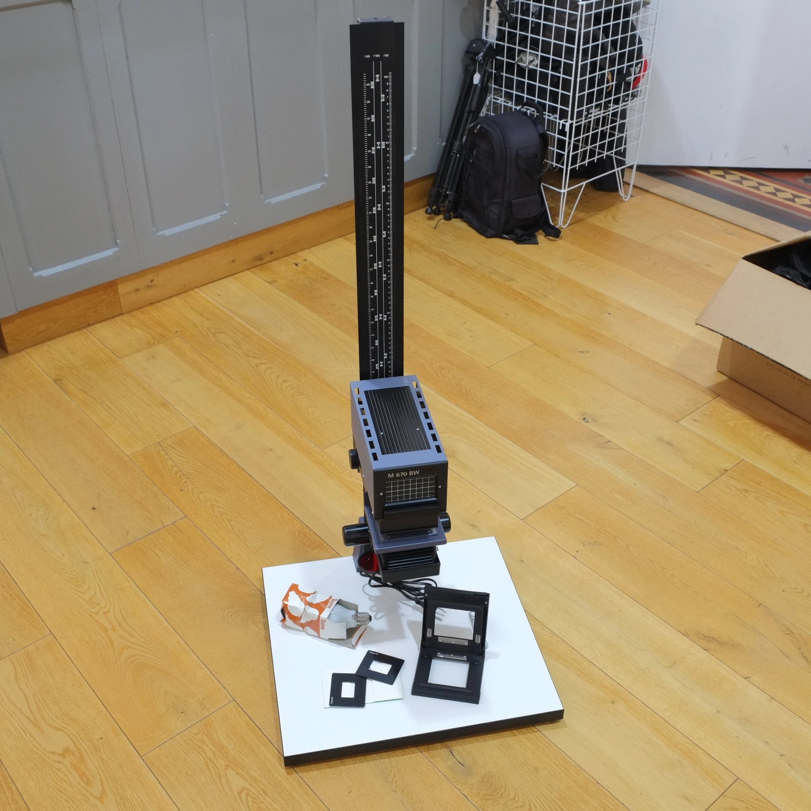 Used Boxed Durst M670 Black and white Enlarger Barely used - front angle