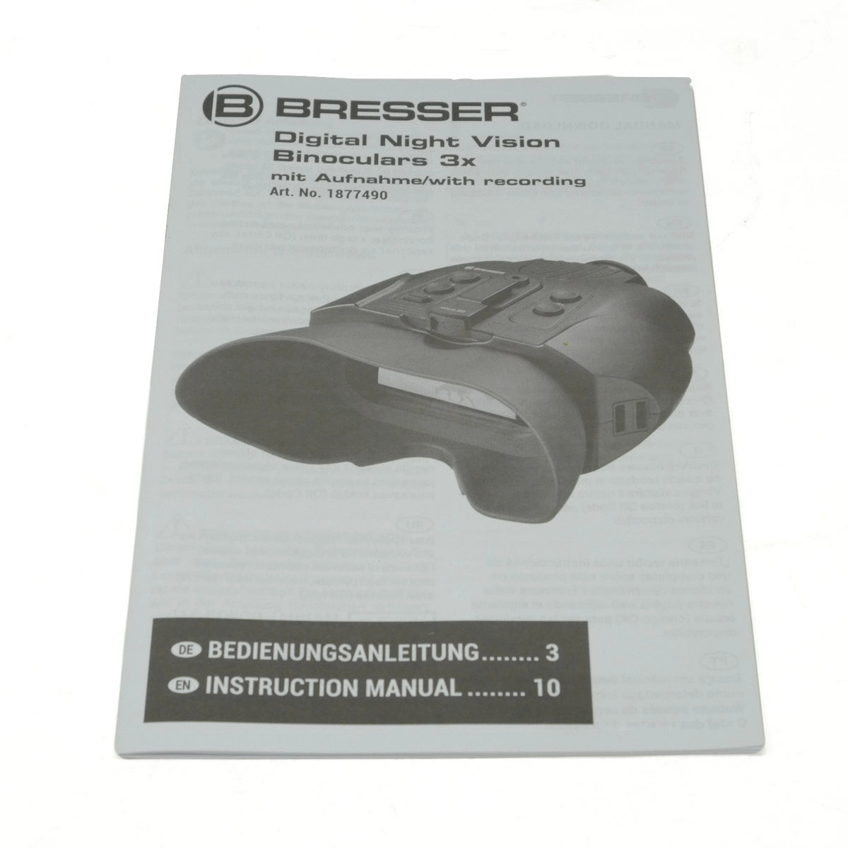 Used Bresser Night Vision Binoculars 3X Boxed - instructions