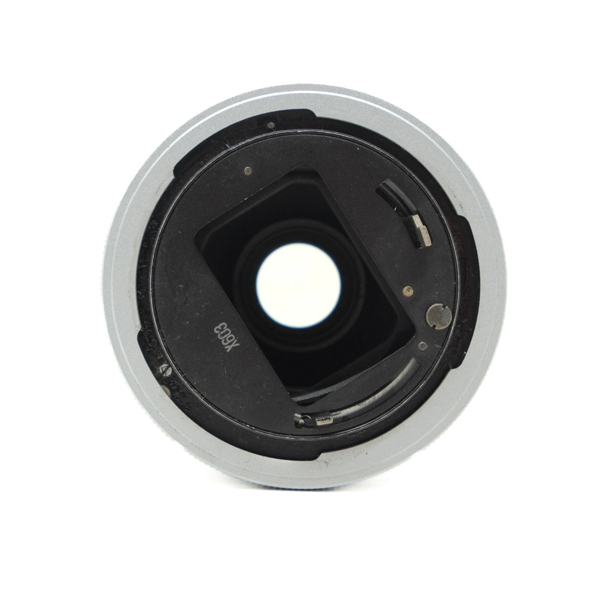Camera lens mount on a white background
