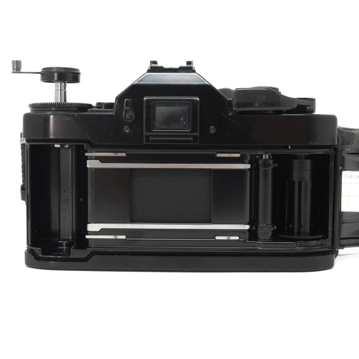 Used Canon A-1 Classic film camera with 50mm f1.8 and instructions - back angle (open)