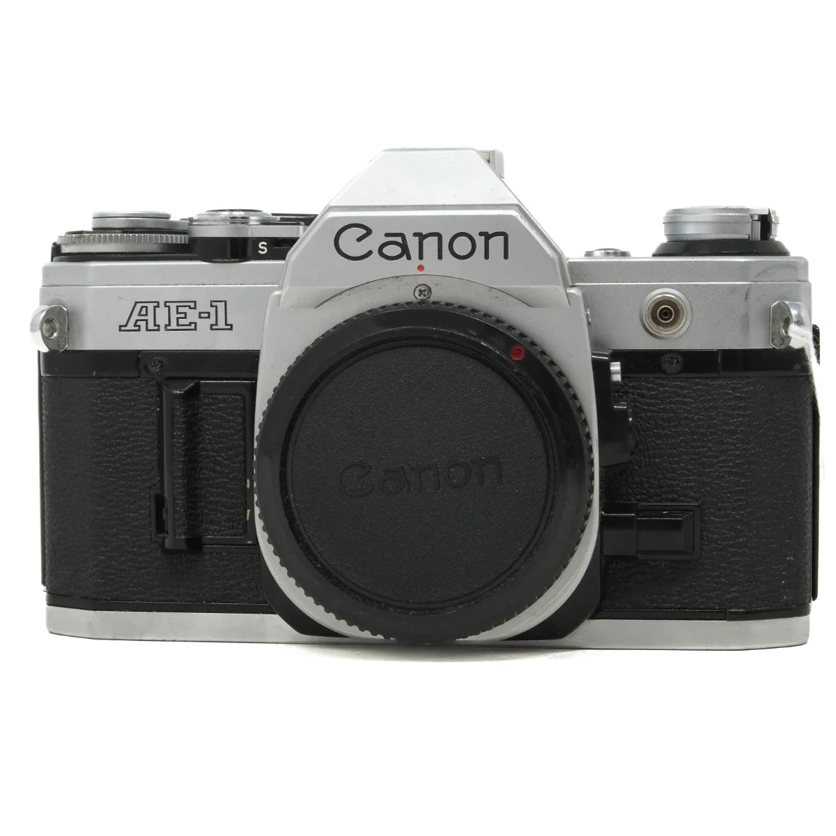 Used Canon AE-1 film camera body - front angle