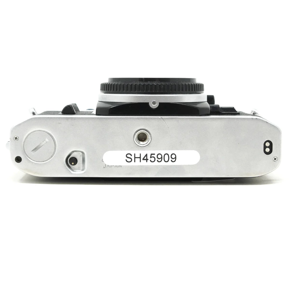 Used Canon AE-1 film camera body - bottom angle