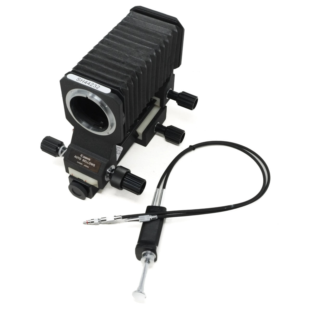 Used Canon Auto Bellows & Canon twin cable release FD - front angle