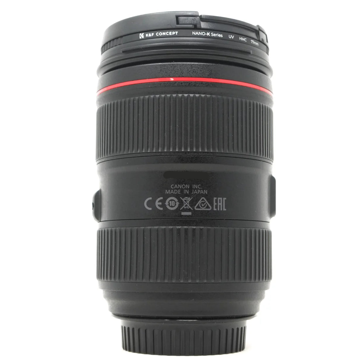 Used Canon EF 24-105mm F4 L IS II USM lens - side angle