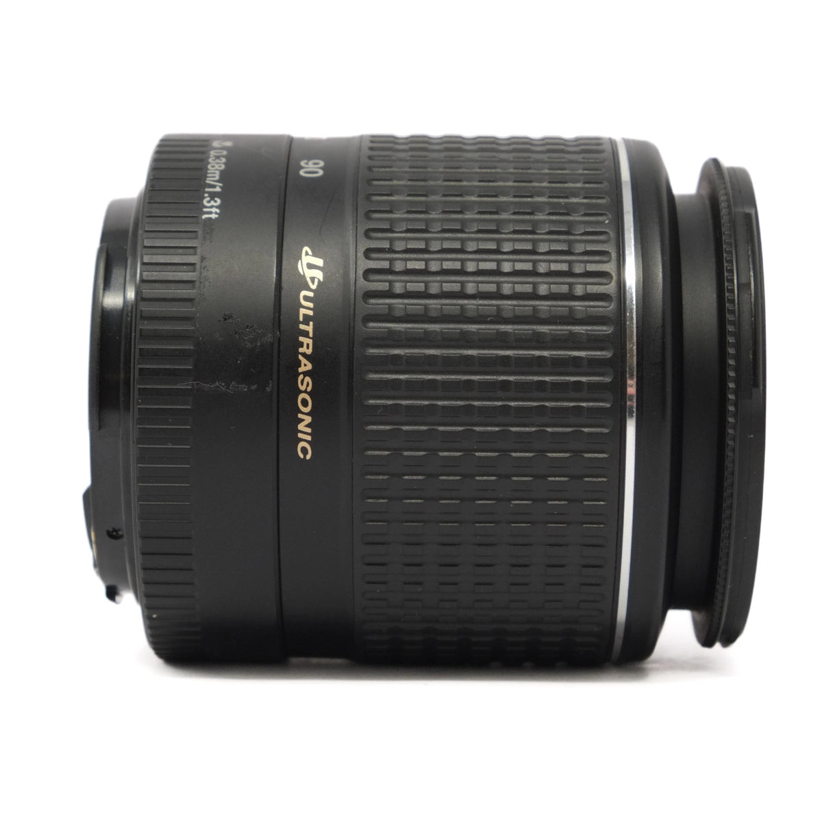 Black camera lens with 'Ultrasonic' branding on a white background