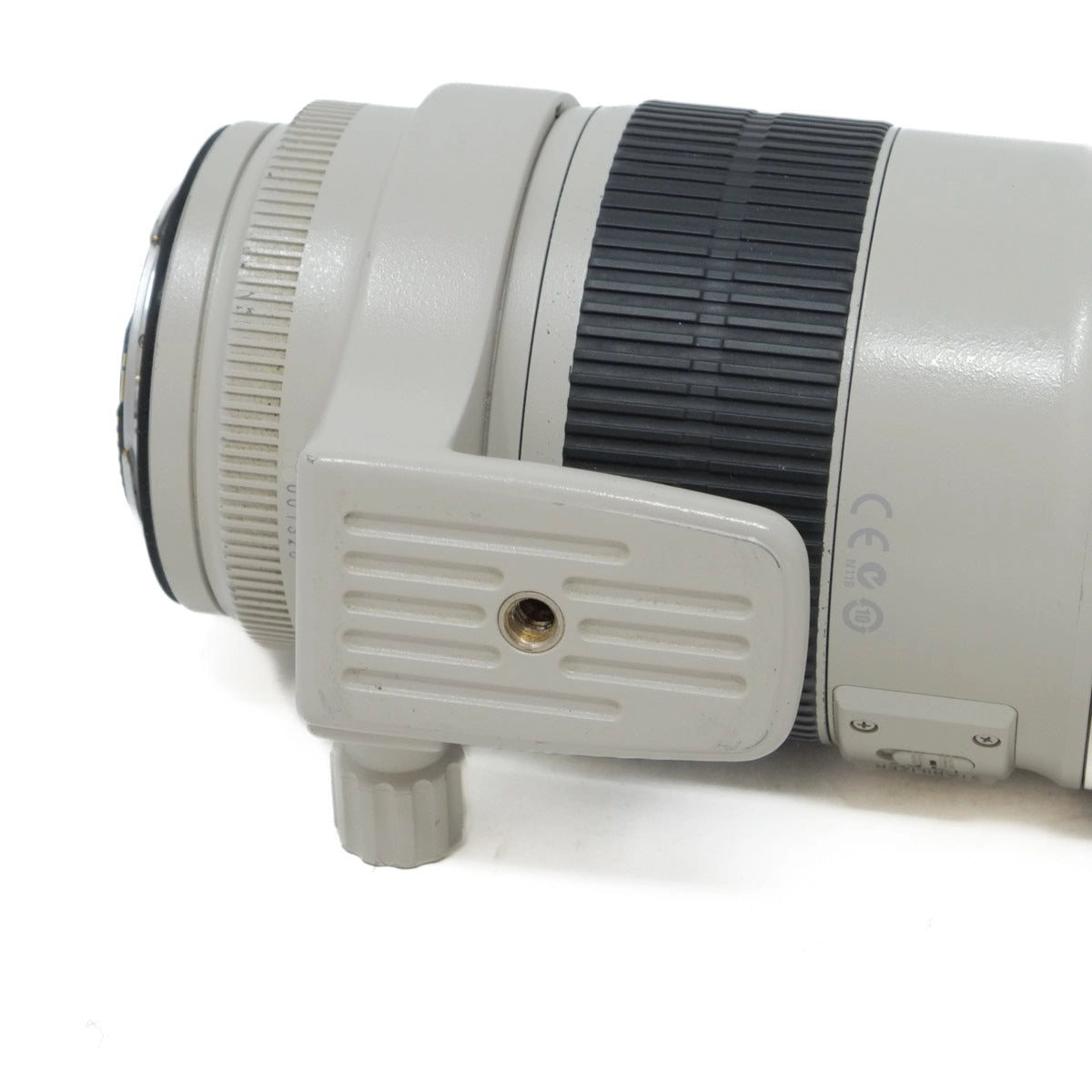 Close-up of a camera lens on a white background