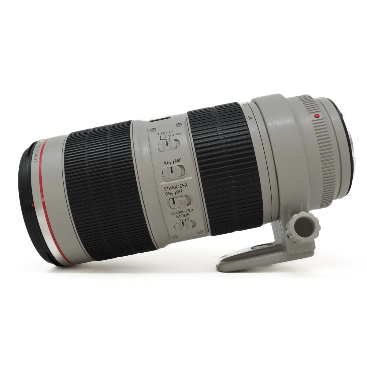 Camera lens with Canon branding on a white background