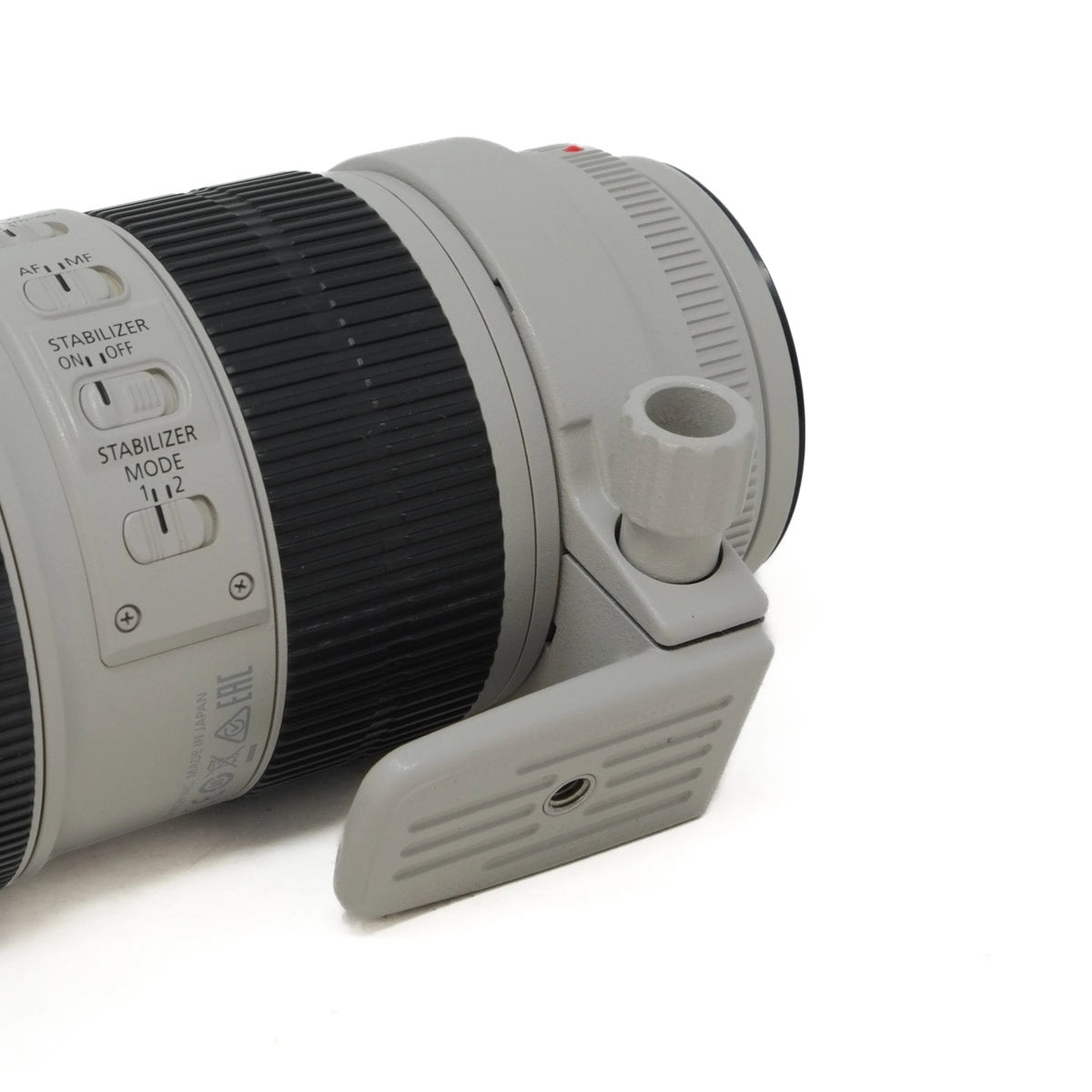 Close-up of a camera lens on a white background