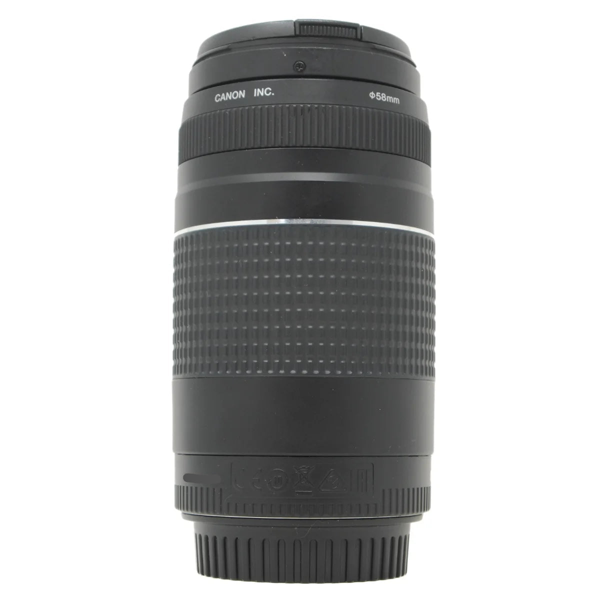 Used Canon EF 75-300mm F4-5.6 III EF lens - side angle
