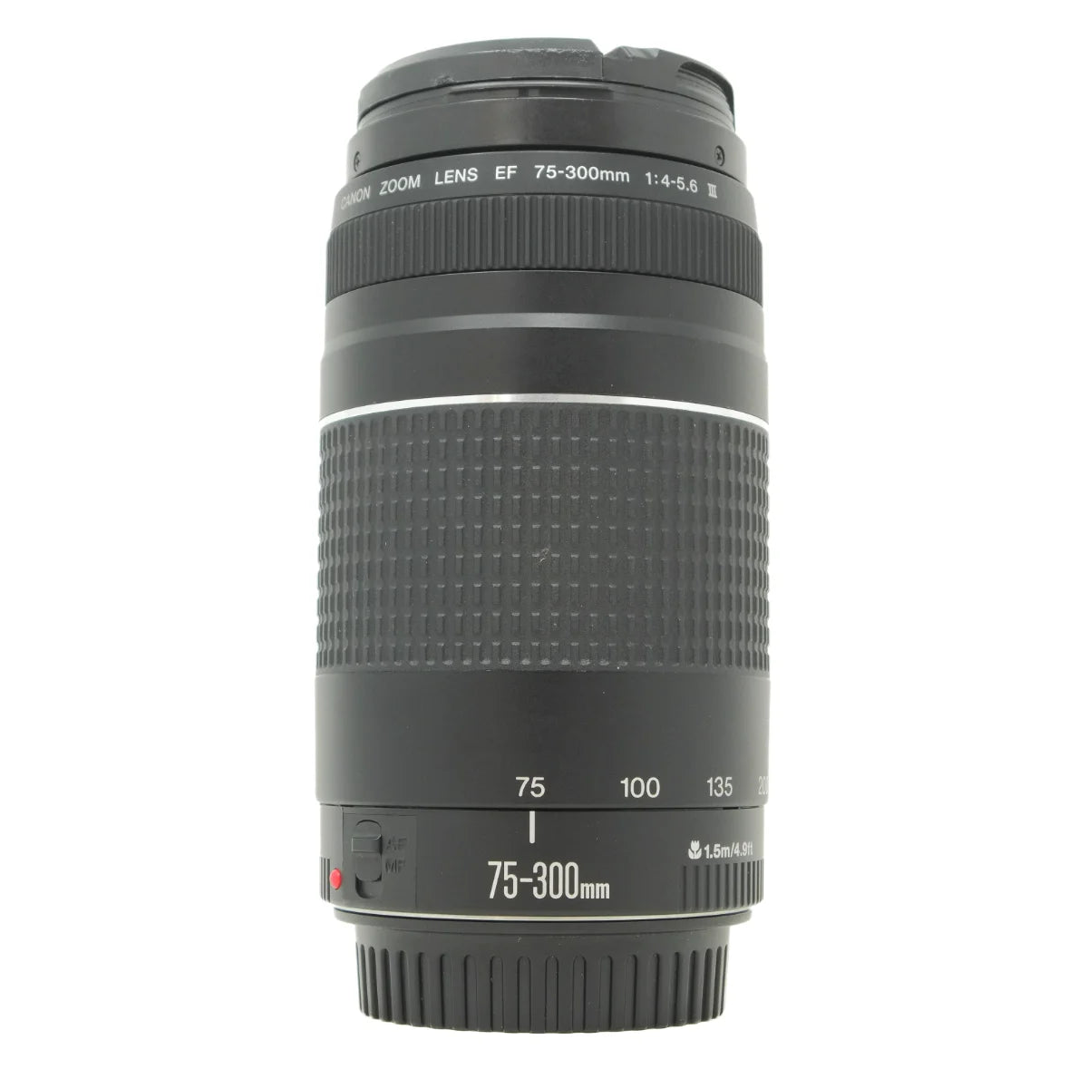 Used Canon EF 75-300mm F4-5.6 III lens - front angle