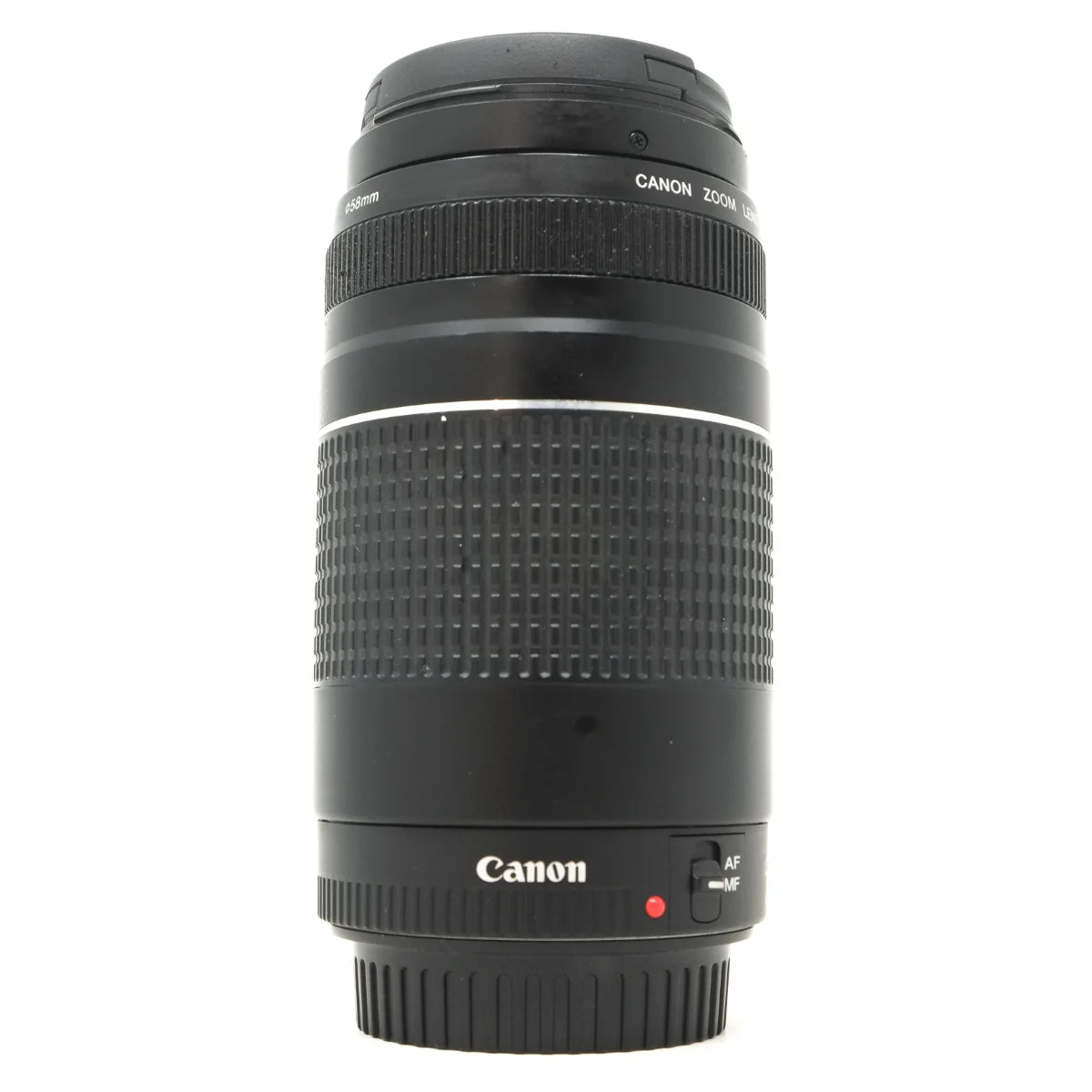 Used Canon EF 75-300mm F4-5.6 III lens - side angle