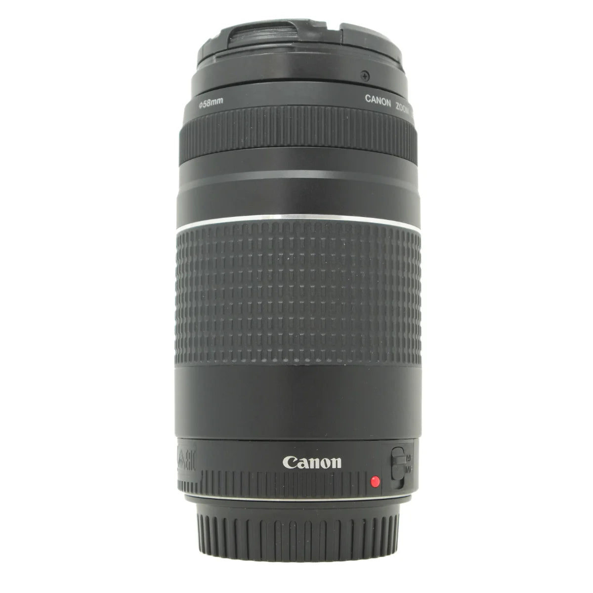 Used Canon EF 75-300mm F4-5.6 III lens - side angle