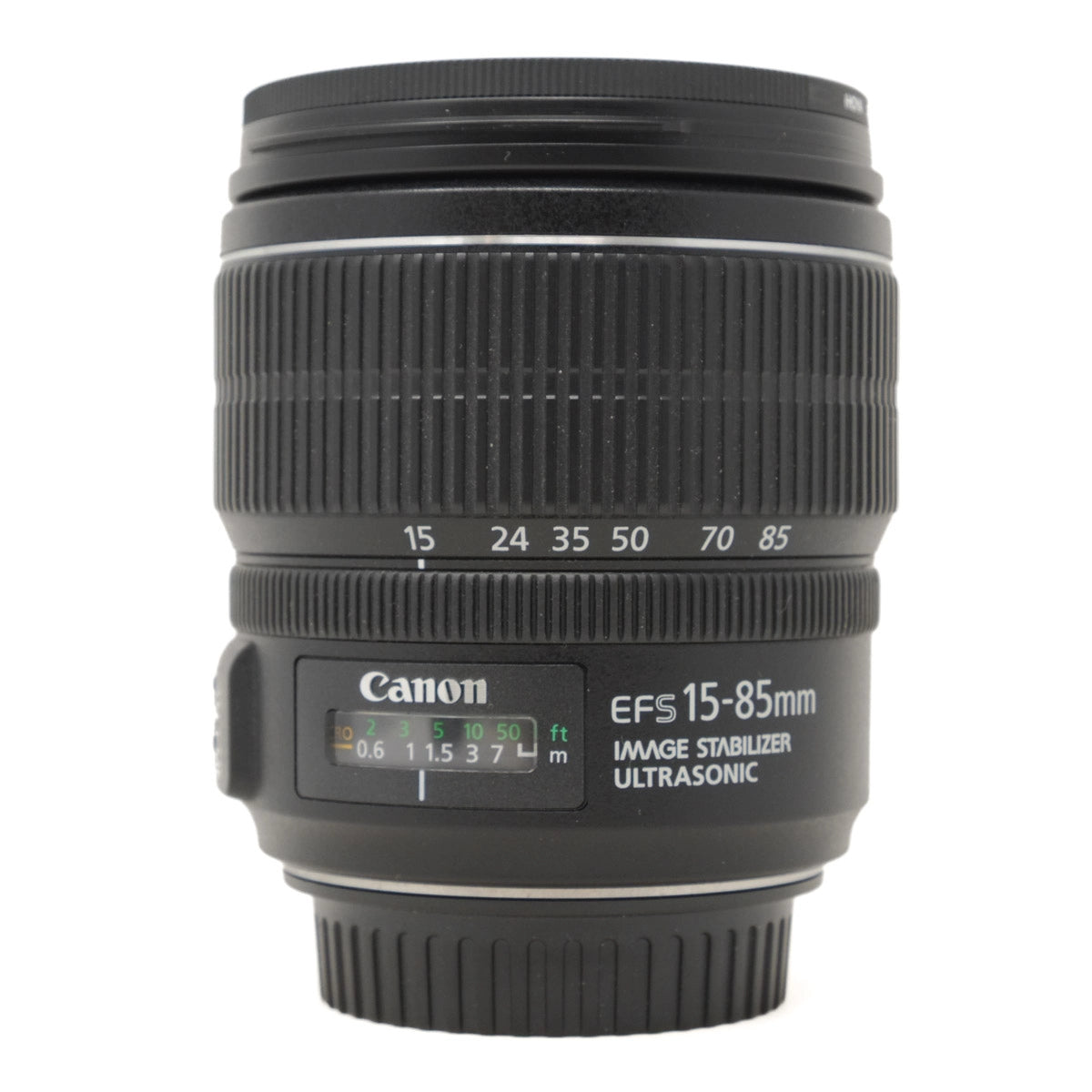 Canon EFS 15-85mm camera lens on a white background