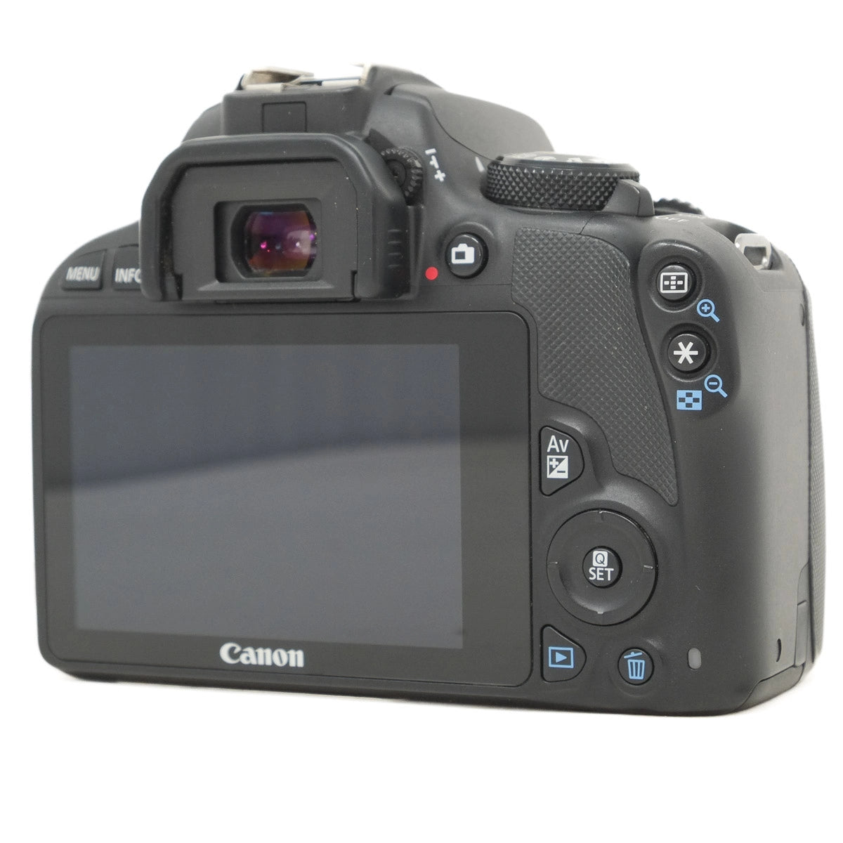 Canon camera back view on a white background