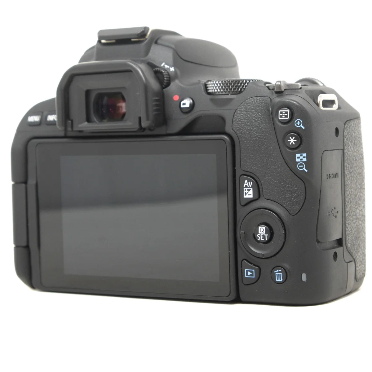 Used Canon EOS 200D DSLR camera Body - back angle