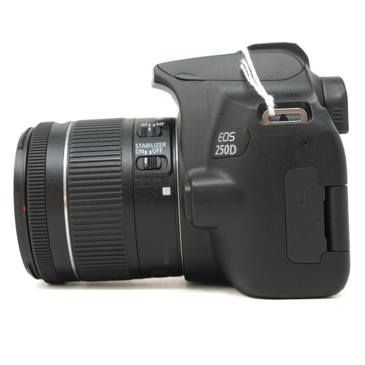 Canon EOS 250D camera on a white background