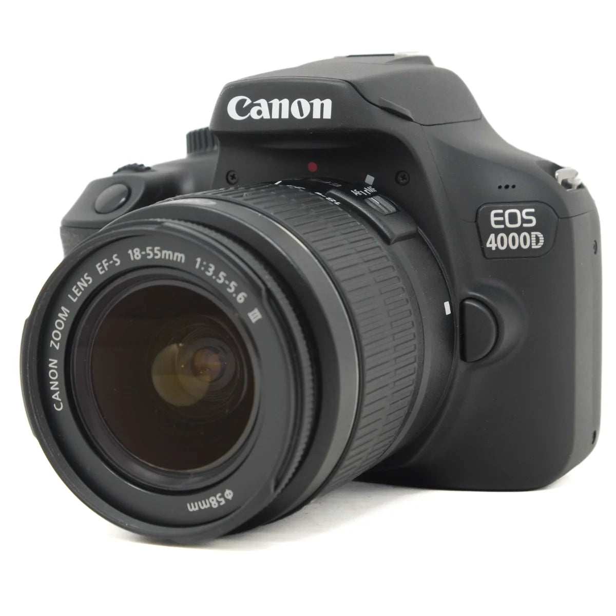 Used Canon EOS 4000D with 18-55mm III lens - front angle