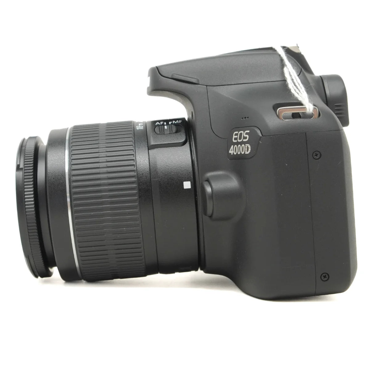 Used Canon EOS 4000D with 18-55mm III lens - side angle