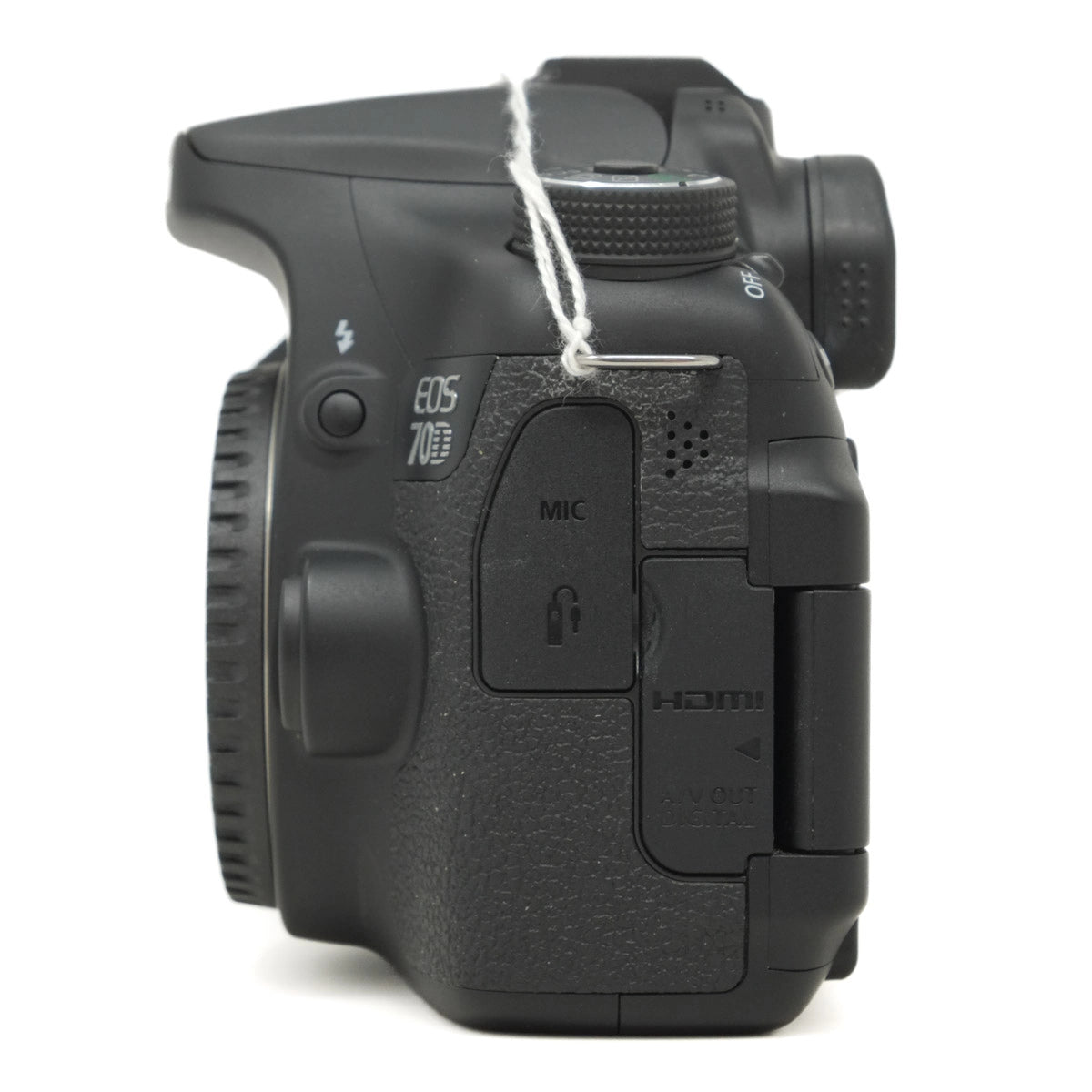 Used Canon EOS 70D DSLR camera with only 2,155 ACT. - side angle