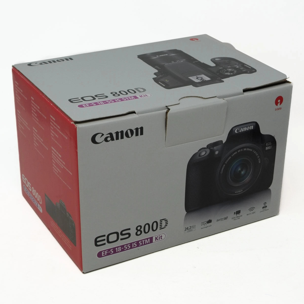 Canon EOS 800D camera packaging on a white background