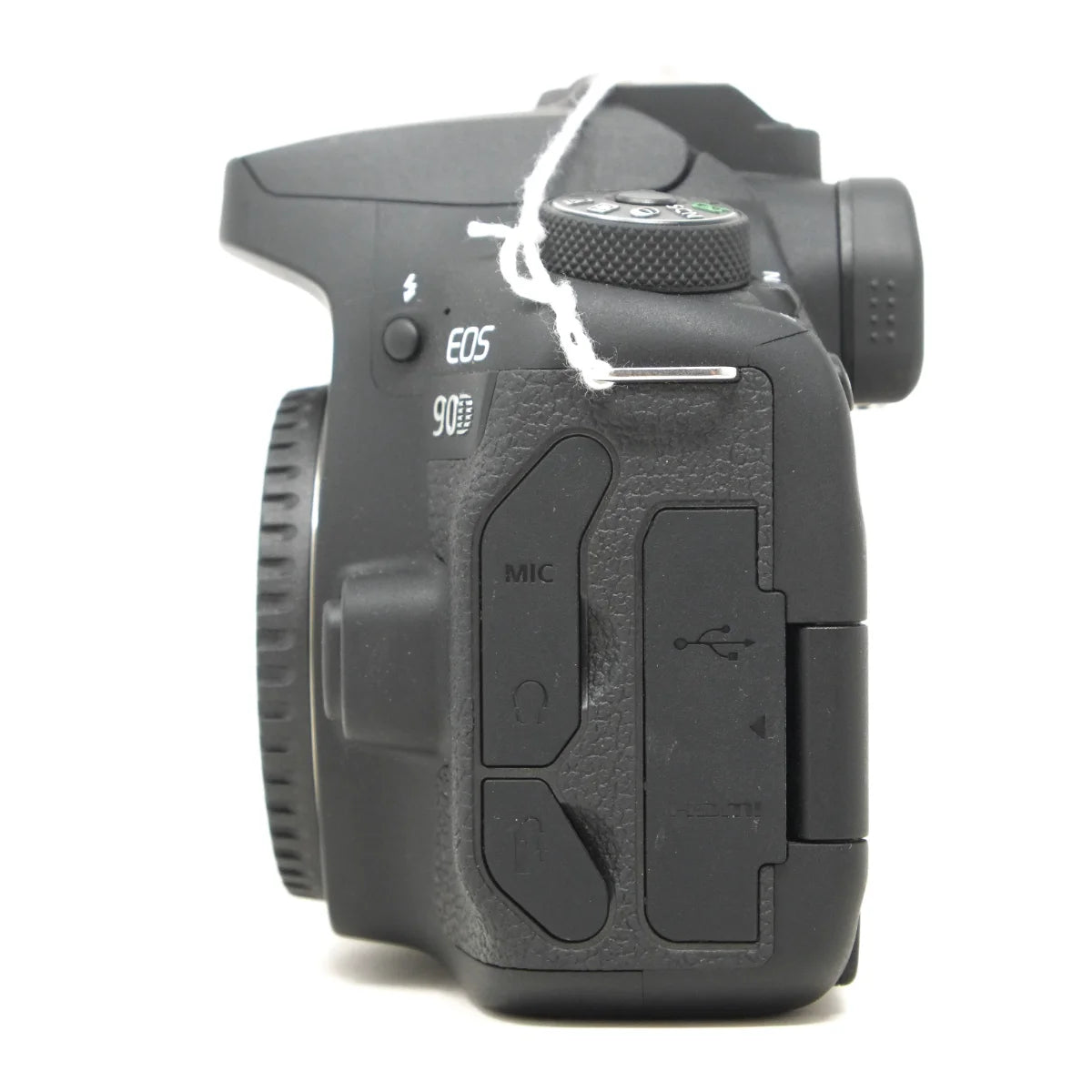 Used Canon EOS 90D DSLR camera - side angle