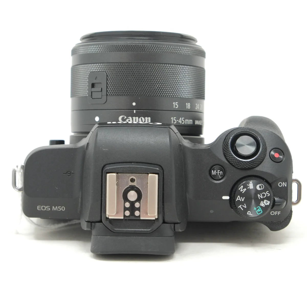 Used Canon EOS M50 Mirrorless camera with M 15-45mm Lens - top angle