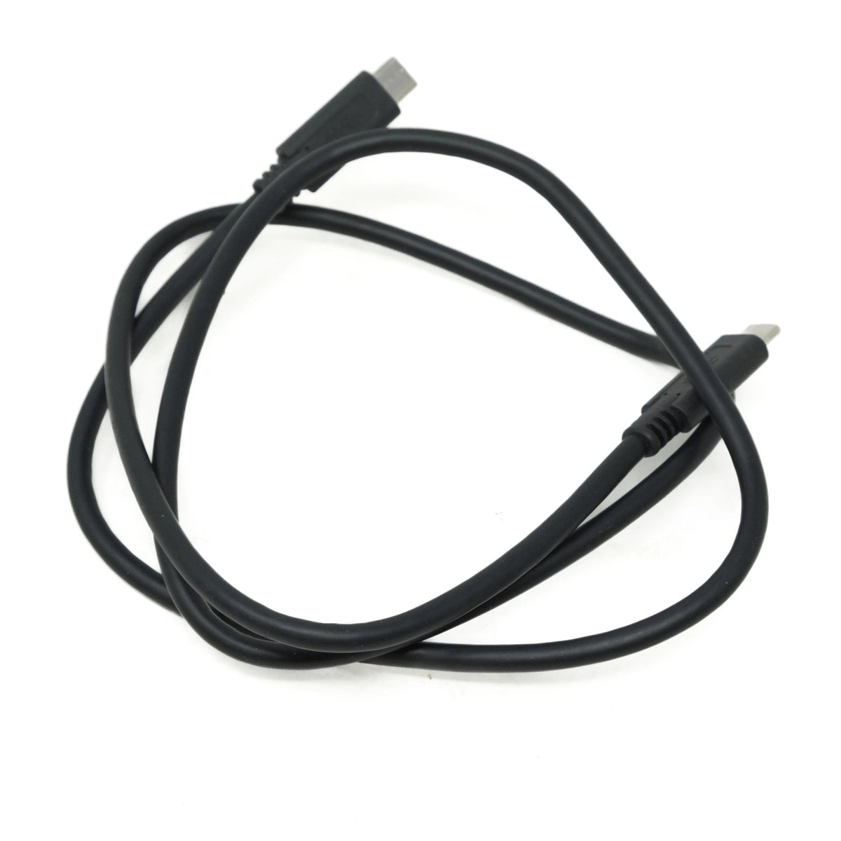 Black USB cable on a white background
