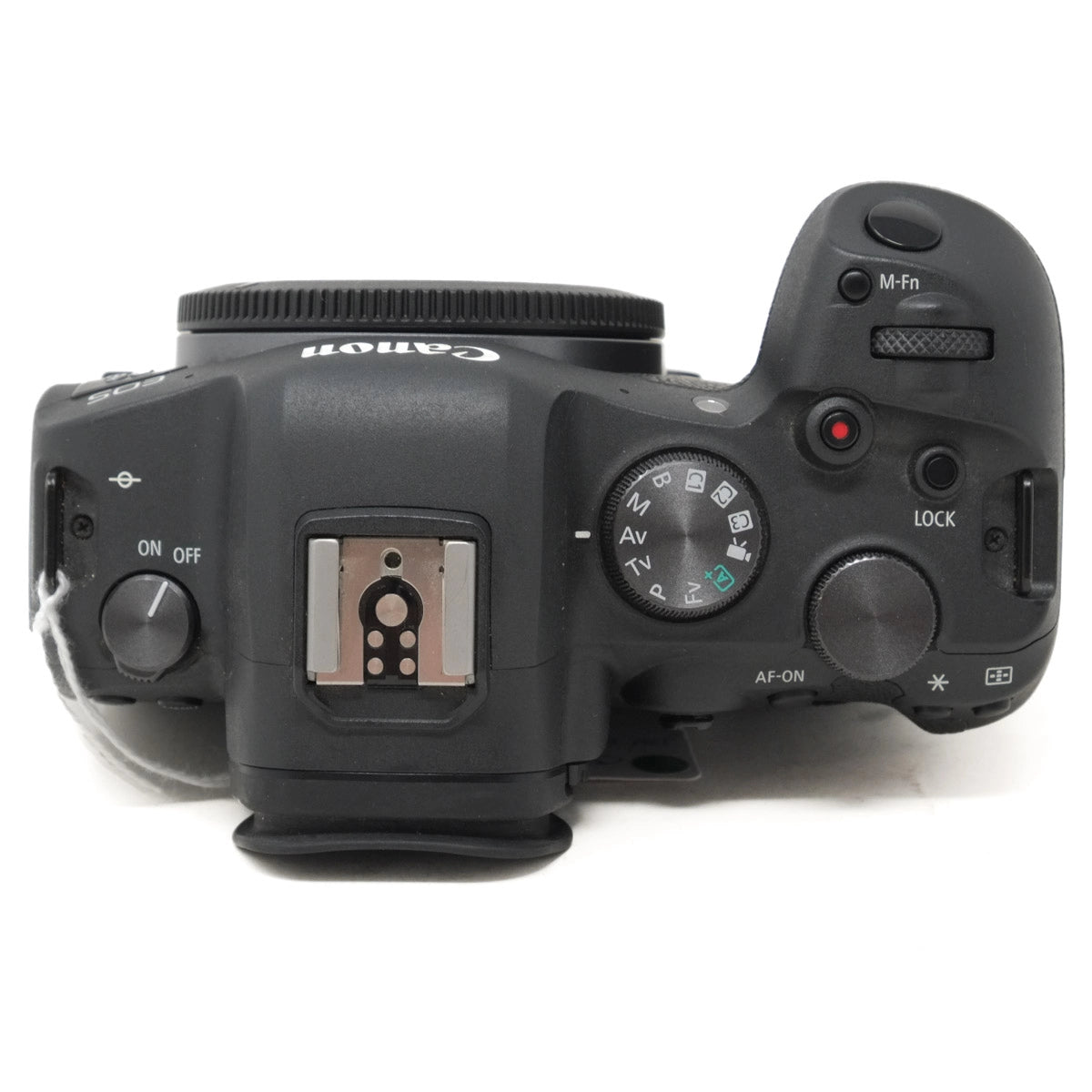 Top view of a Canon camera on a white background