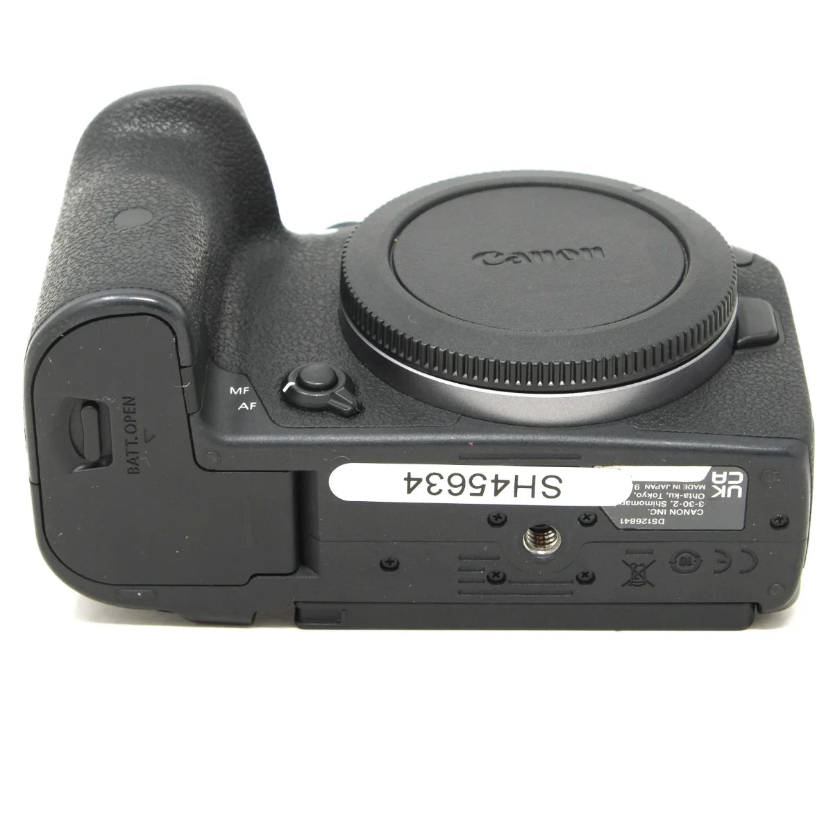Used Canon EOS R7 mirrorless camera body - bottom angle